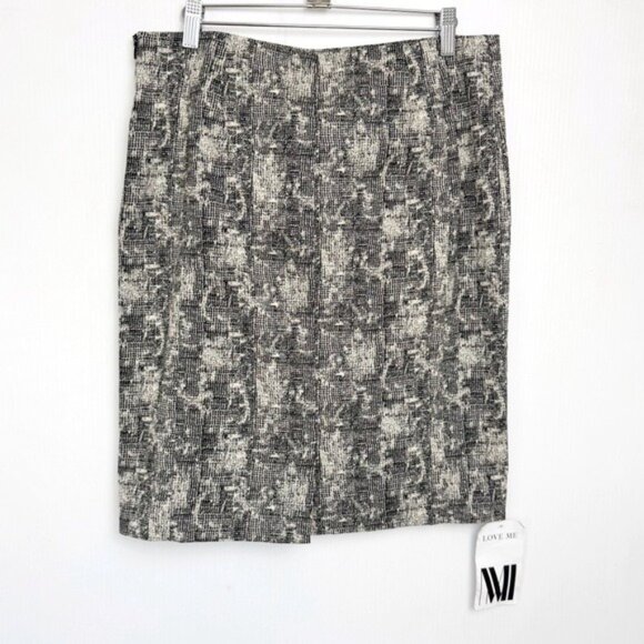 MM. Lafleur Crosby Pencil Skirt Scribble Jacquard Black Cream Size 8 NEW - Picture 6 of 12